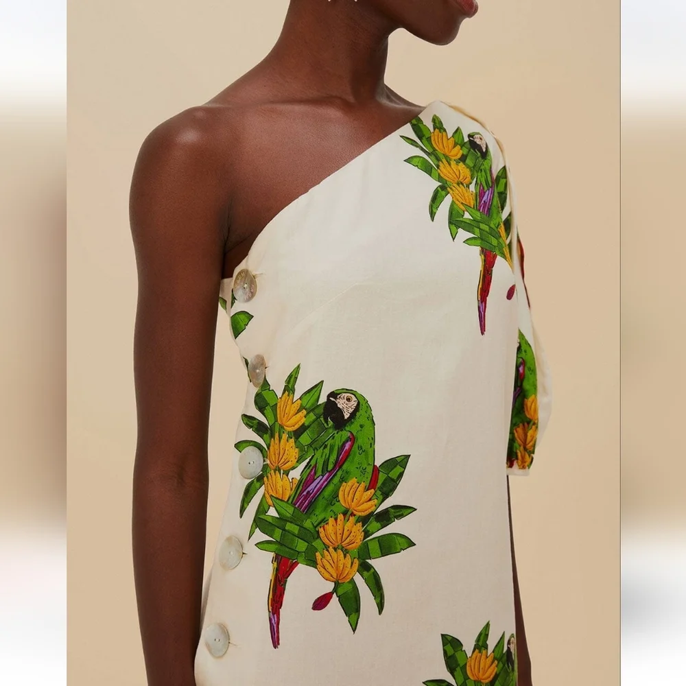 FARM Rio One Shoulder Parrot  Mini Dress - Picture 3 of 5